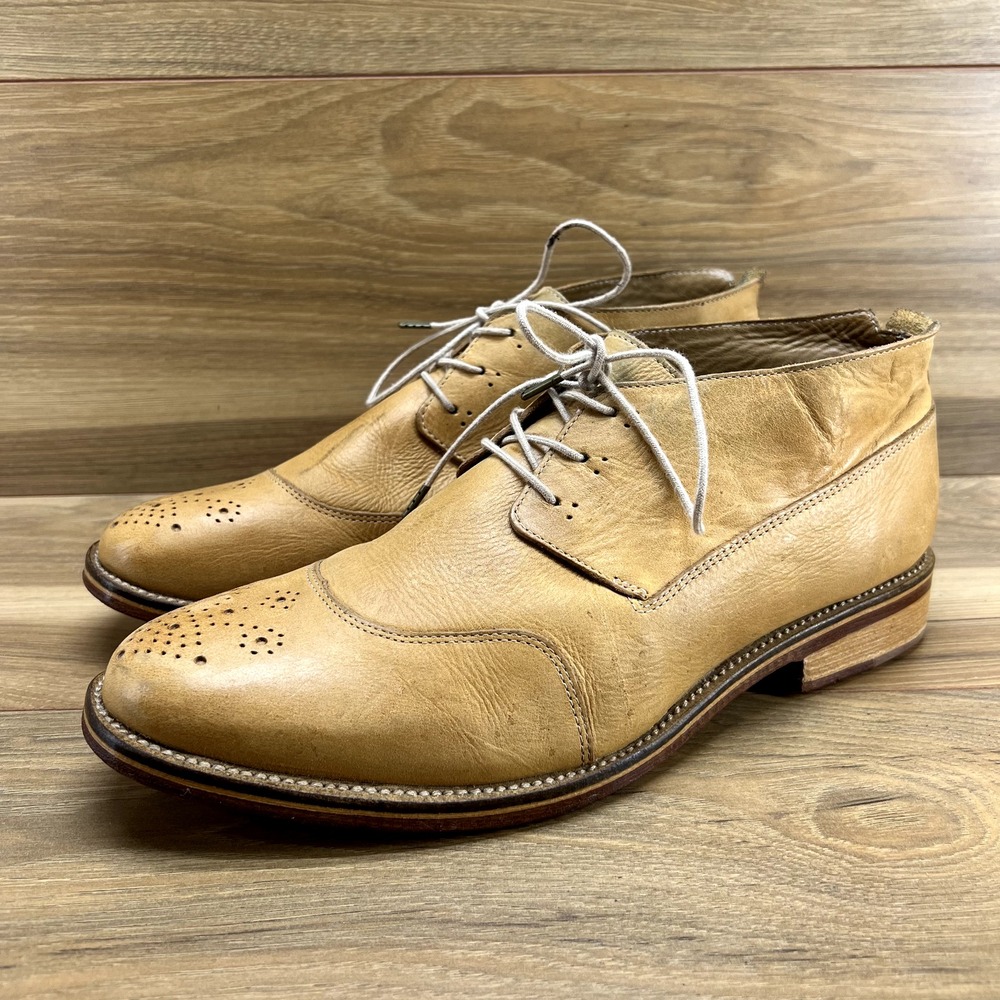 J‎ Shoes Mens Oxfords Size 10.5 Natural Tan Bootie Lace Up